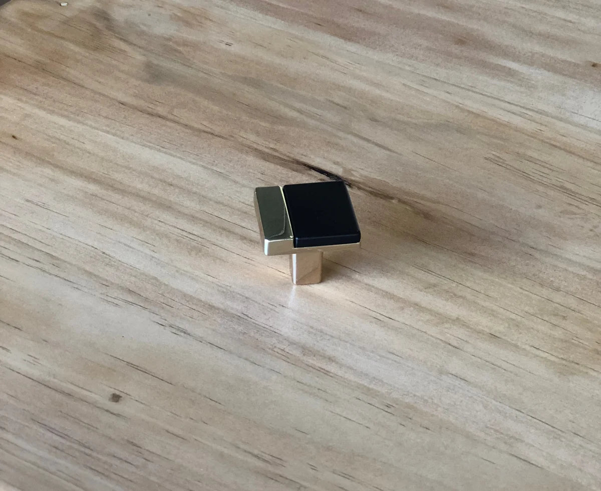 Black & Gold Square Knob