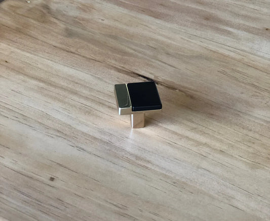 Black & Gold Square Knob
